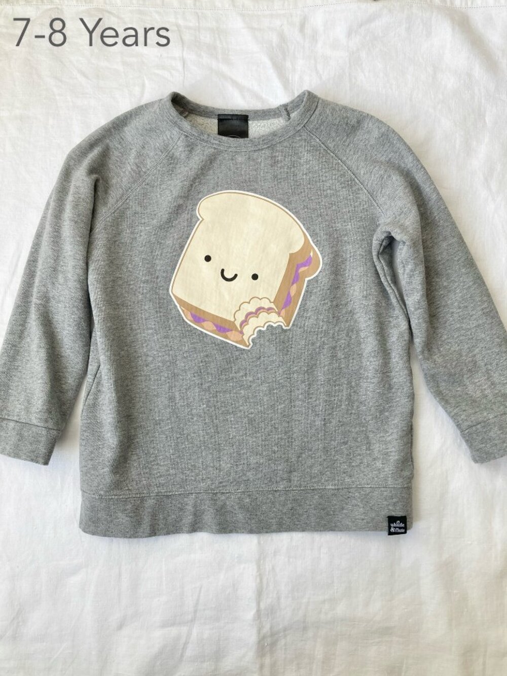 Whistle & Flute 7-8 Years Peanut Butter Jam Sandwich Grey Crewneck Sweatshirt
